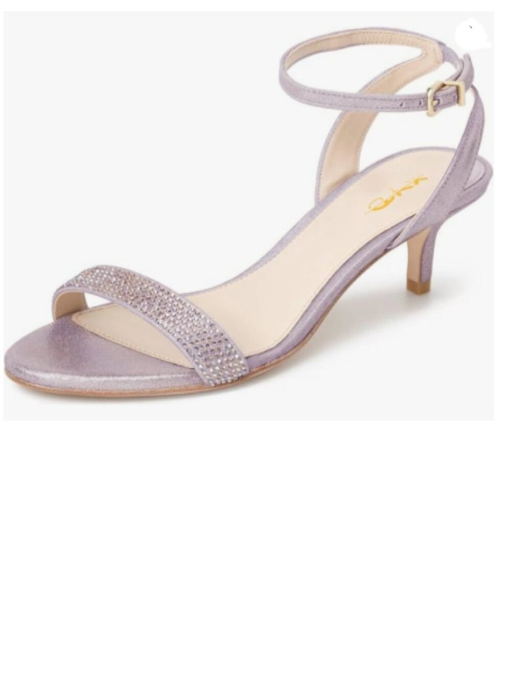 XYD Lavender Open Toe Ankle Strap Sandals Wedding Kitten Heels Rhinestones Shoes